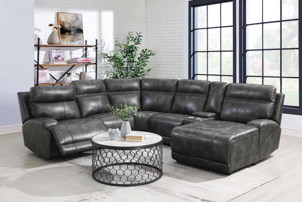U40 - 6 Piece Power Reclining Sectional (2 Power) - Dark Gray