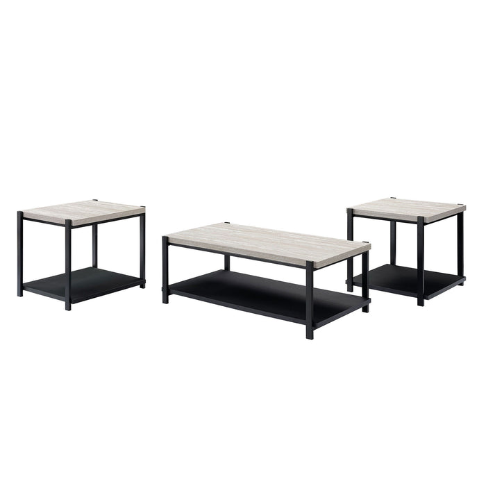 Linea - 3 Piece Occasional Set (1 Coffee & 2 End Tables) - Light Gray - Stylish Home Furniture