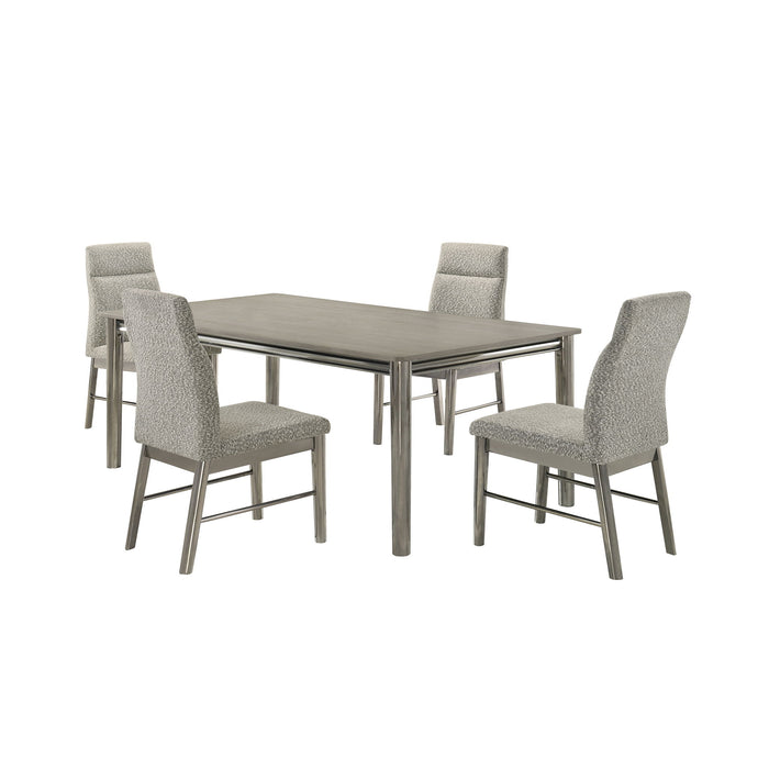 Lennox - 5 Piece Set - Dining Table With 4 Chairs - Gray / Silver