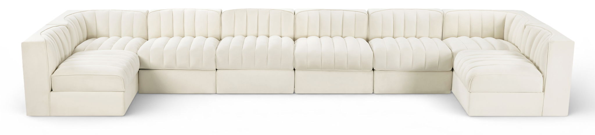 Rummi - Velvet Performance Fabric Upholstered 8 Piece Modular Sectional (With 2 Corner Chairs) - Stylish Home Furniture