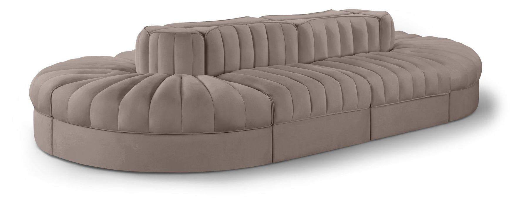 Rummi - Oval Velvet Performance Fabric Upholstered 8 Piece Modular Sectional - Stylish Home Furniture