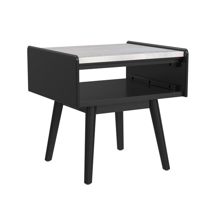 Lanette - End Table With White Marble Top - Black - Stylish Home Furniture