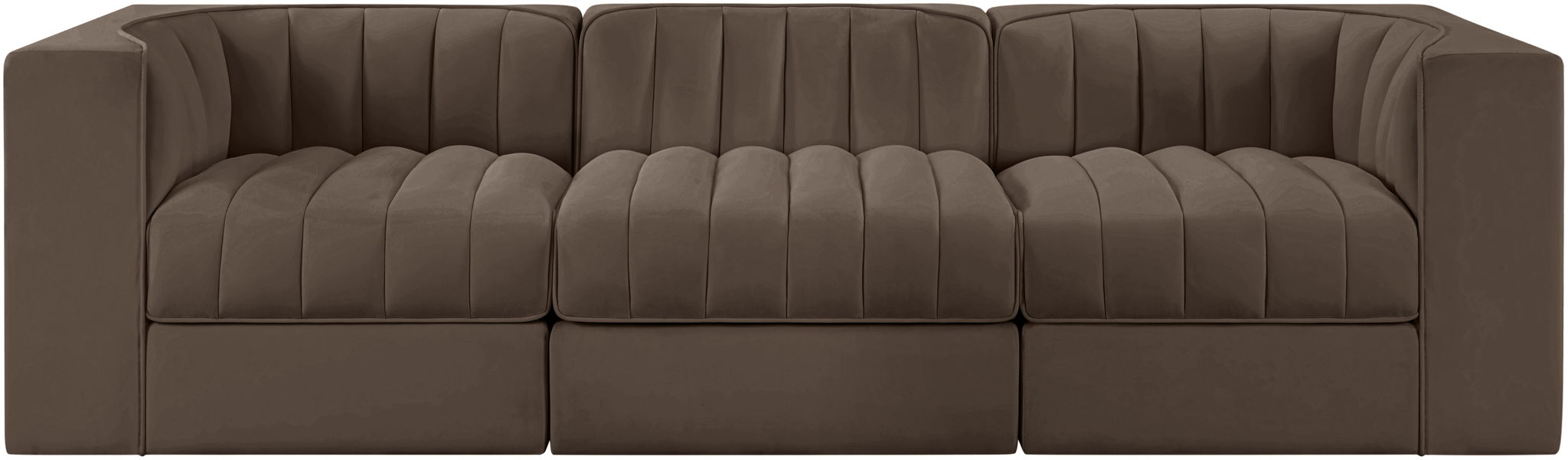 Rummi - Velvet Performance Fabric Upholstered 3 Piece Modular Sofa - Stylish Home Furniture
