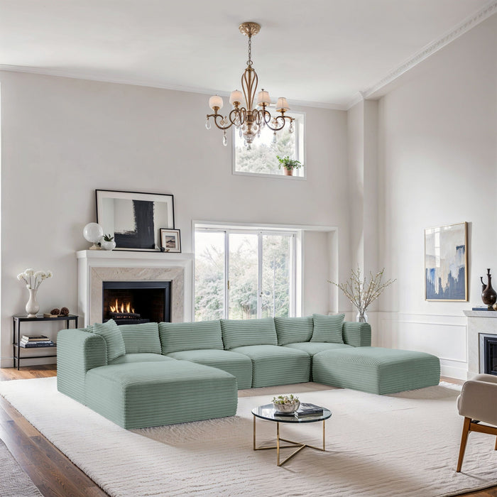 Shaggy - 6 Piece Modular Sectional With 2 Ottomans