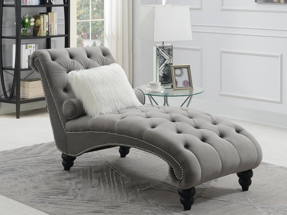 U219-CH - Chaise With Wooden Legs - Gray