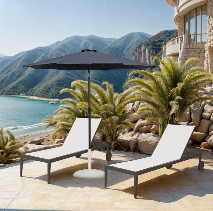 Fiji - Aluminum Patio Umbrella With Round White And Black Base