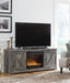 Wynnlow - 63" TV Stand With Glass/Stone Fireplace Insert - Gray - Stylish Home Furniture