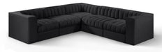 Rummi - Symmetrical Velvet Performance Fabric Upholstered 5 Piece Modular Sectional - Stylish Home Furniture