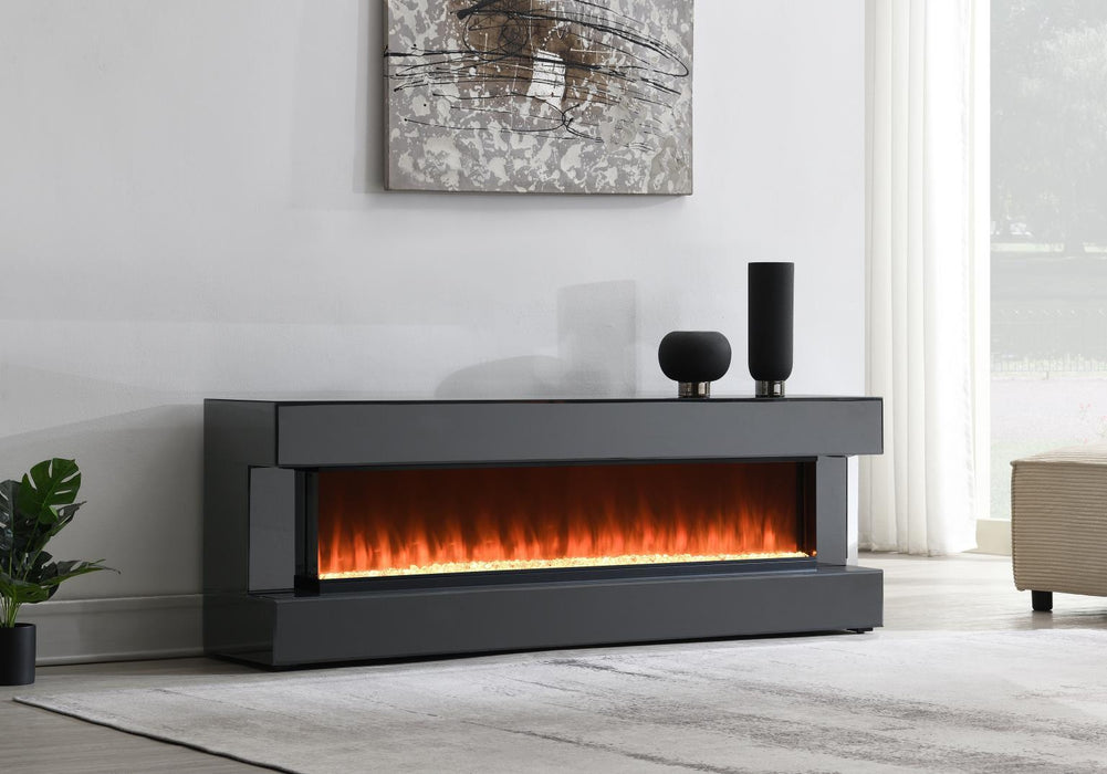 W026 - Fireplace TV Stand With Bluetooth Speaker - Gray