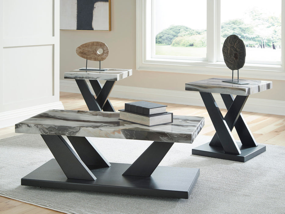 Cendill - Occasional Table Set (Set of 3) - Dark Brown / White / Black - Stylish Home Furniture