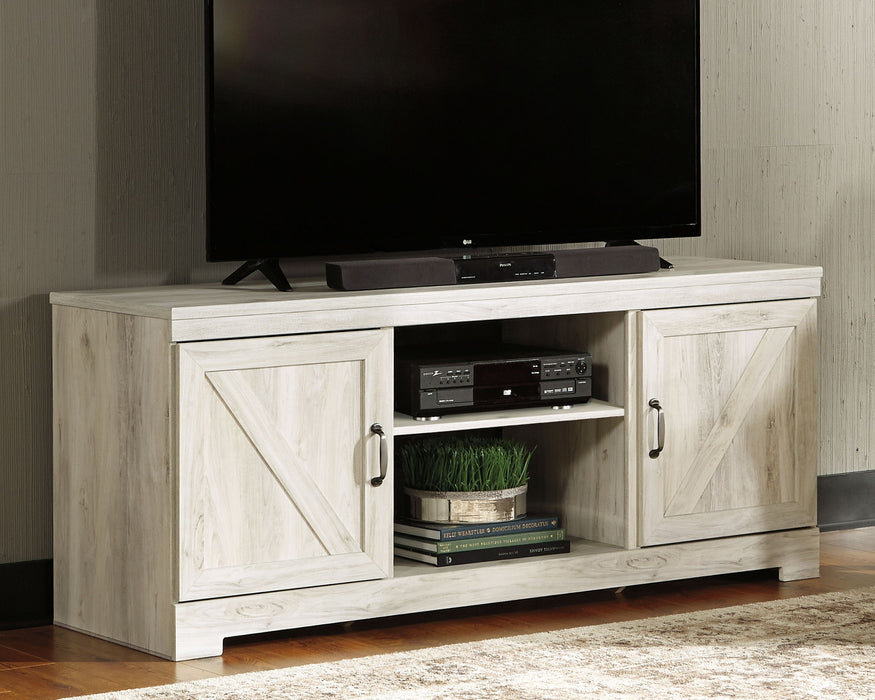 Bellaby - Entertainment Center - TV Stand With Faux Firebrick Fireplace Insert - Whitewash - Stylish Home Furniture