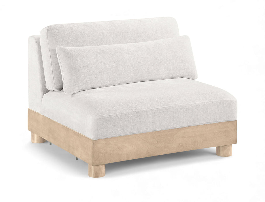 Turin - Chenille Fabric Upholstered Modular Armless Chair - Natural Base - Stylish Home Furniture