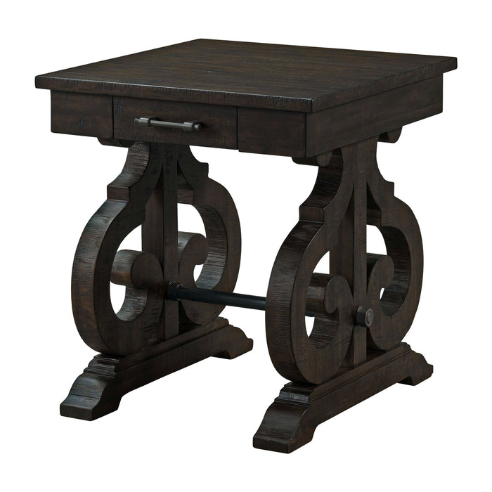 Stone - Chairside Table With PU Base - Dark Walnut - Stylish Home Furniture