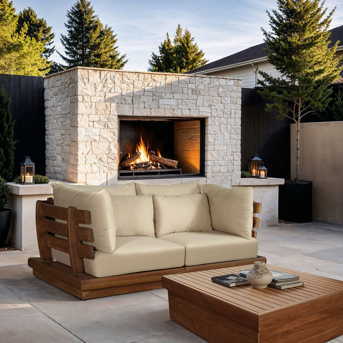 Mirella - 2 Piece Water Resistant Fabric 76" Upholstered Outdoor Patio Modular Loveseat