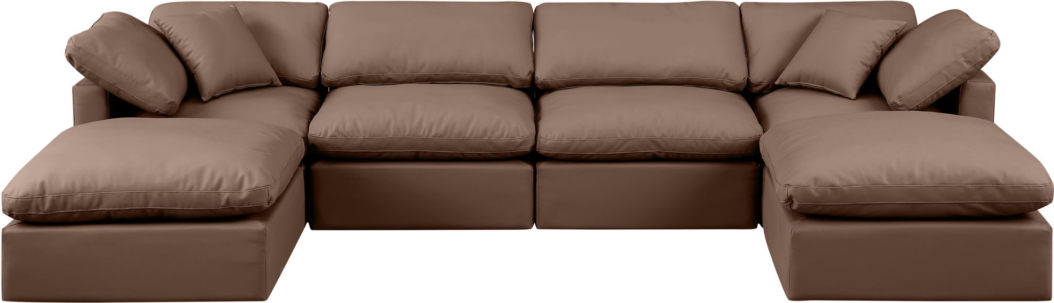 Indulge - Faux Leather 6 Piece Modular Double Chaise Sectional - Stylish Home Furniture