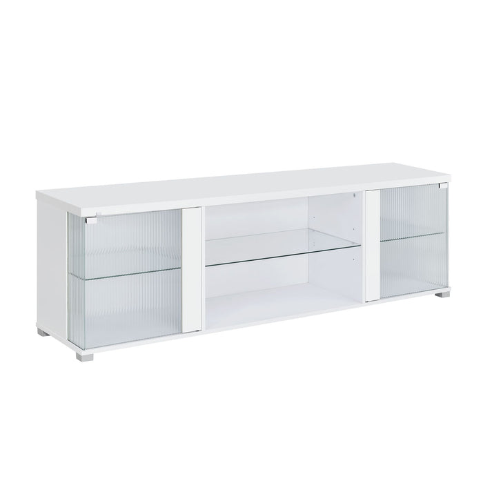 Chandra - 70" TV Stand With LED - Glossy White - Stylish Home Furniture