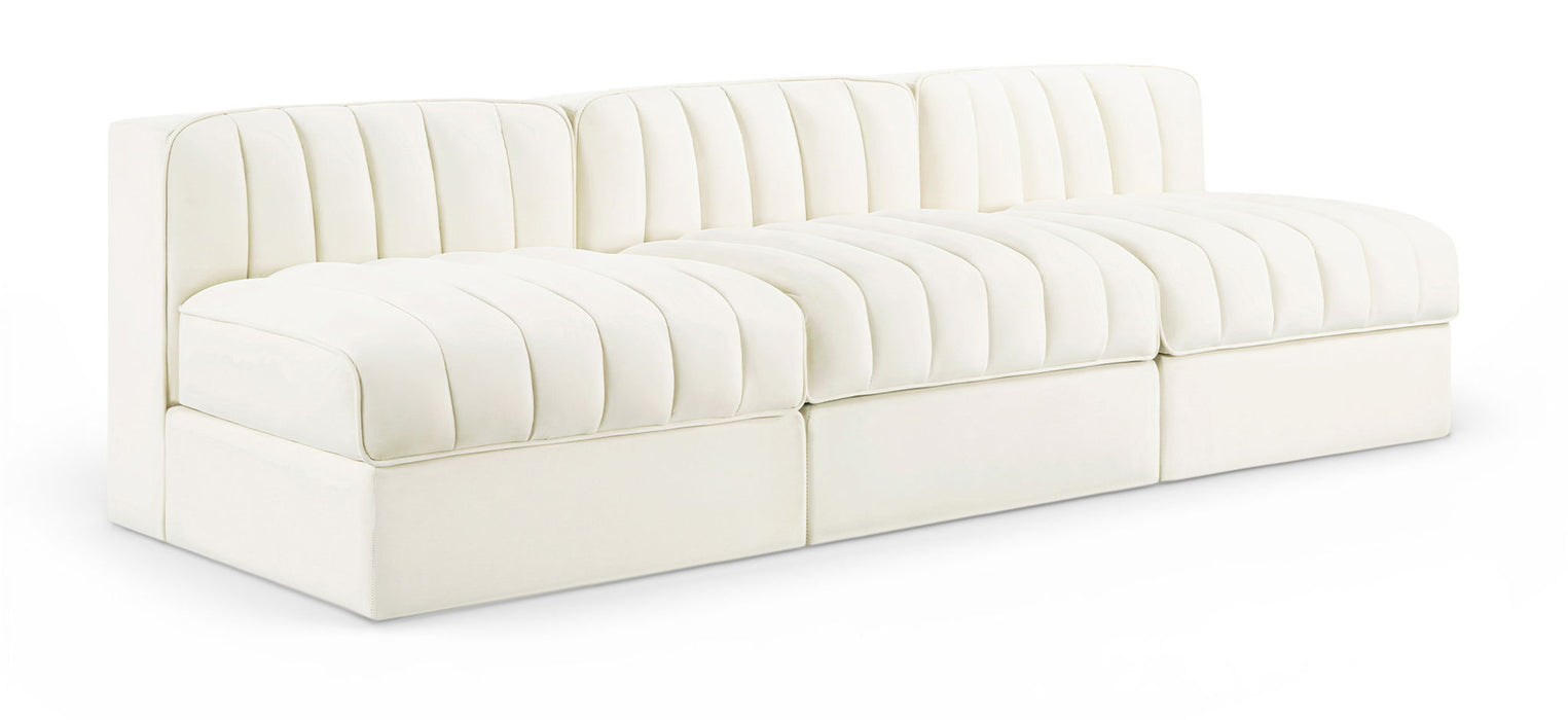 Rummi - Velvet Performance Fabric Upholstered 3 Piece Modular Armless Sofa - Stylish Home Furniture