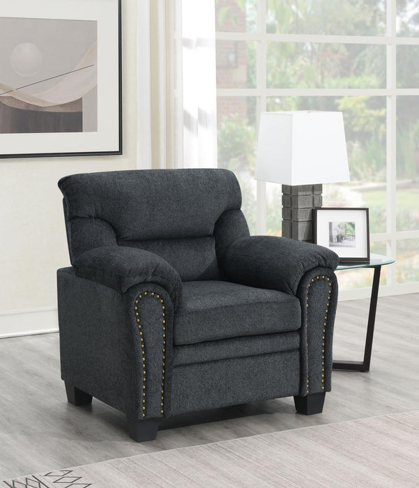 U453 - Chenille Chair With Nailhead - Charcoal Chenille