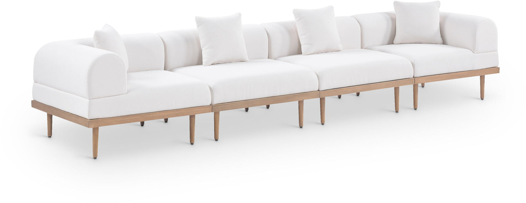 Laguna - 4 Piece Resilient Water Resistant Fabric 142" Upholstered Outdoor Patio Modular Sofa