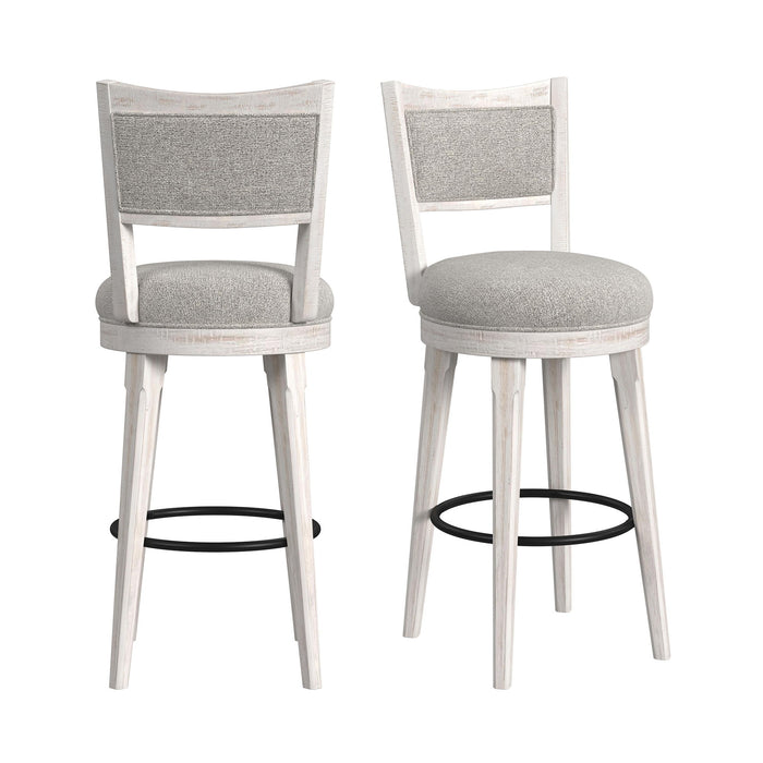 Rogen Rustic - Swivel Bar Stool (Set of 2) - Rustic White - Stylish Home Furniture
