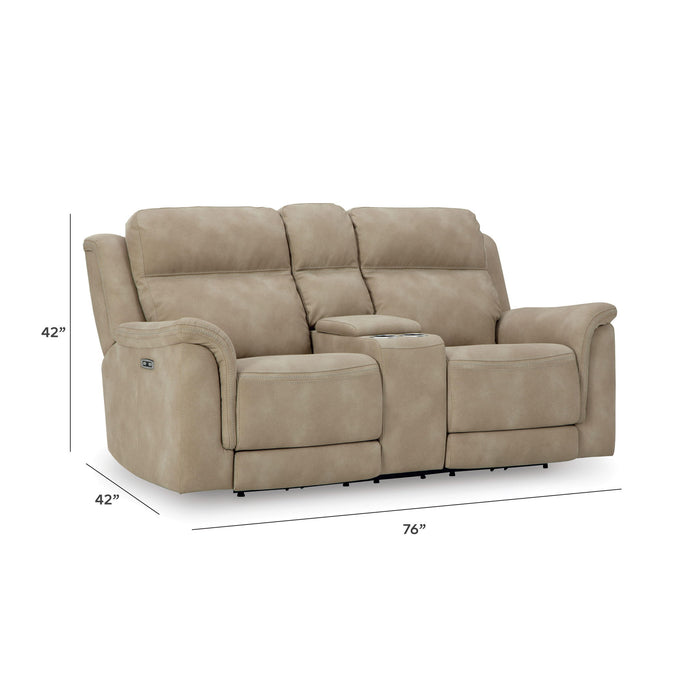 Next-Gen Durapella - Power Reclining Loveseat With Console/Headrest - Sand