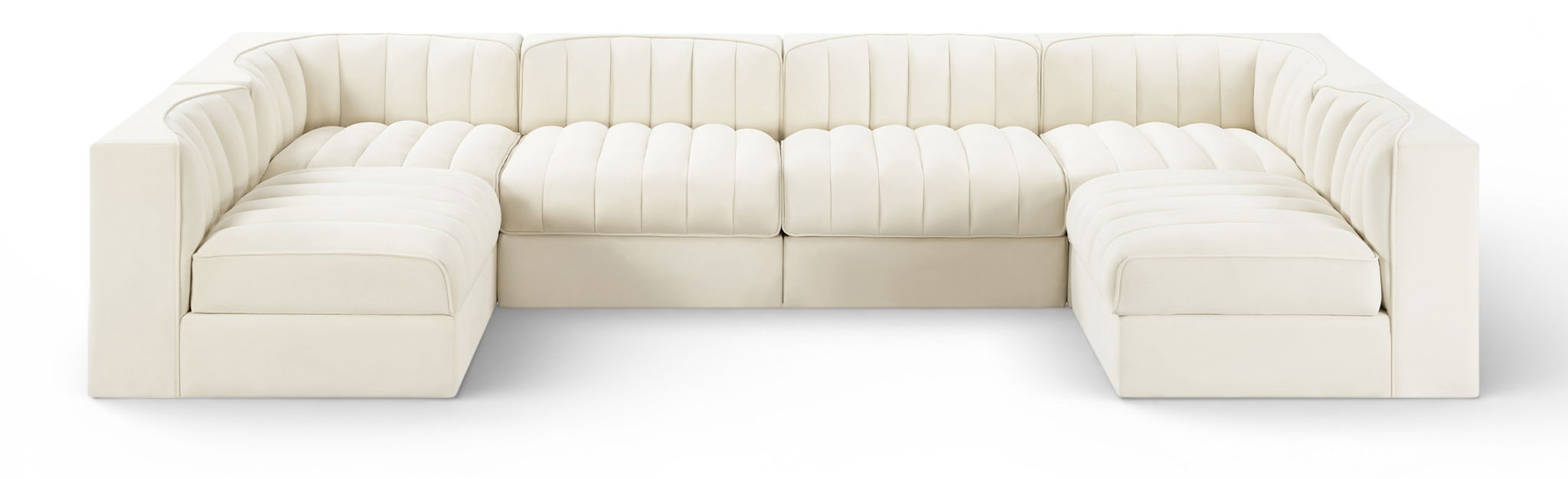 Rummi - Armless Velvet Performance Fabric Upholstered 6 Piece Modular Sectional - Stylish Home Furniture