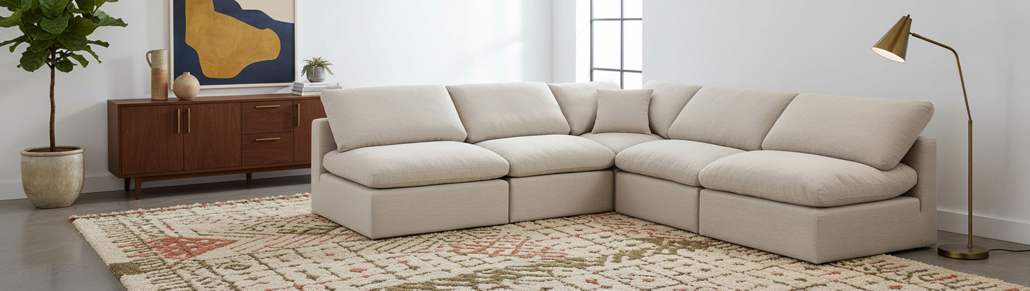 Indulge - Linen 5 Piece Modular Corner Armless Sectional - Stylish Home Furniture