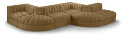 Rummi - Rounded Velvet Performance Fabric Upholstered 6 Piece Modular Sectional - Stylish Home Furniture