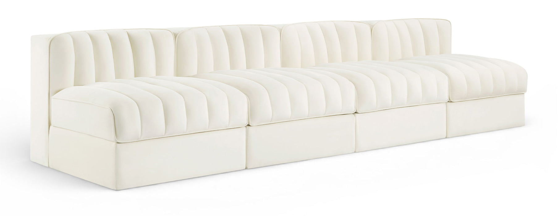 Rummi - Armless Velvet Performance Fabric Upholstered 4 Piece Modular Sofa - Stylish Home Furniture