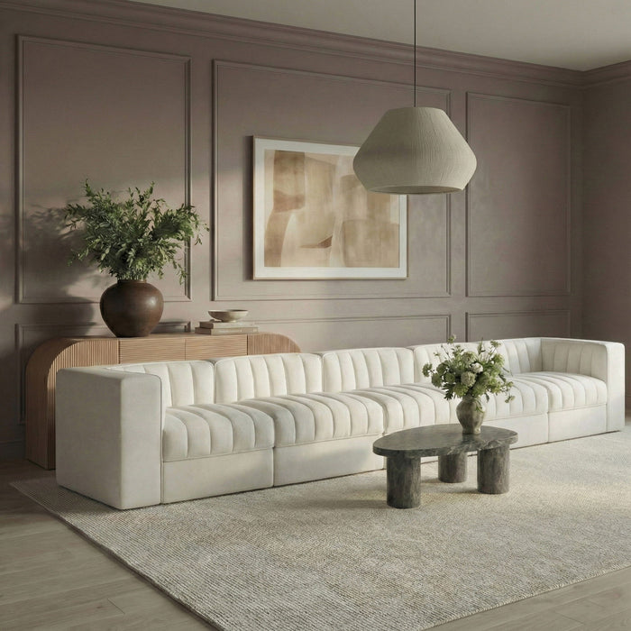 Rummi - Velvet Performance Fabric Upholstered 5 Piece Modular Sofa - Stylish Home Furniture