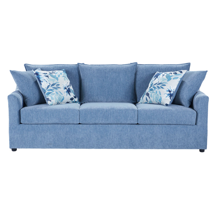 Sylvie - Sofa With 4 Accent Pillows - Slate Blue