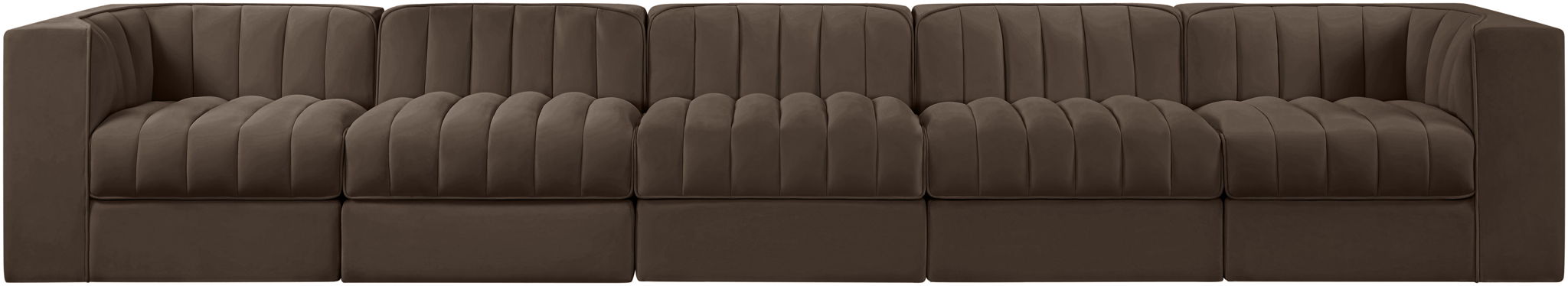 Rummi - Velvet Performance Fabric Upholstered 5 Piece Modular Sofa - Stylish Home Furniture