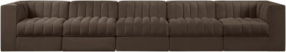 Rummi - Velvet Performance Fabric Upholstered 5 Piece Modular Sofa - Stylish Home Furniture