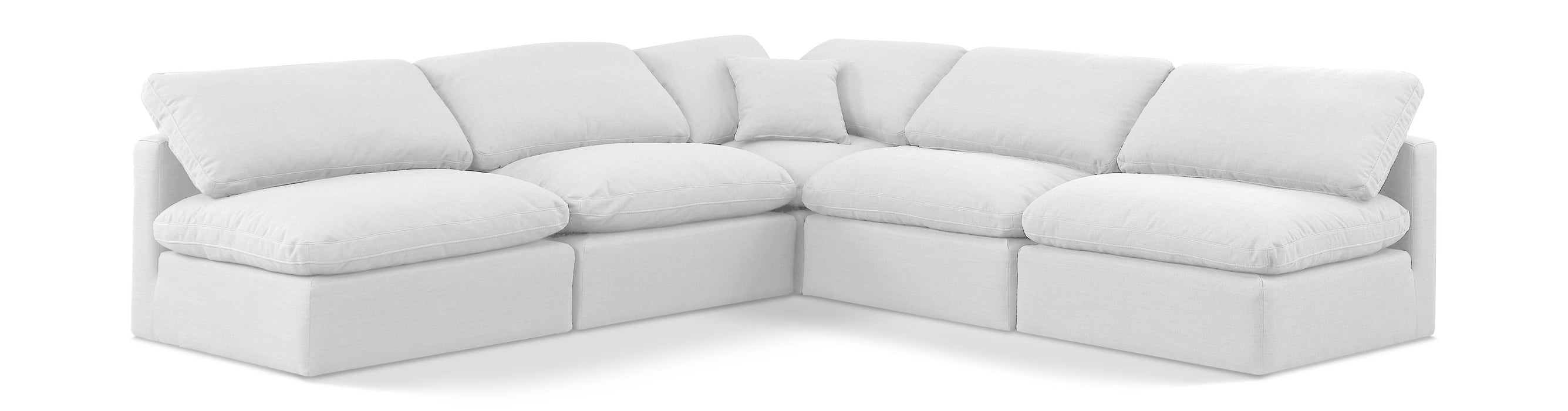 Indulge - Linen 5 Piece Modular Corner Armless Sectional - White