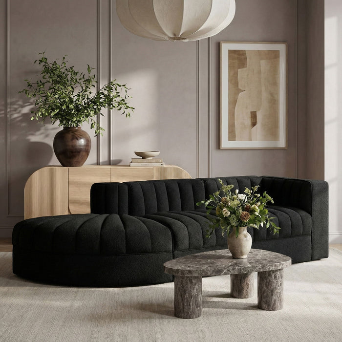 Rummi - Velvet Performance Fabric Upholstered 3 Piece Modular Sectional - Stylish Home Furniture