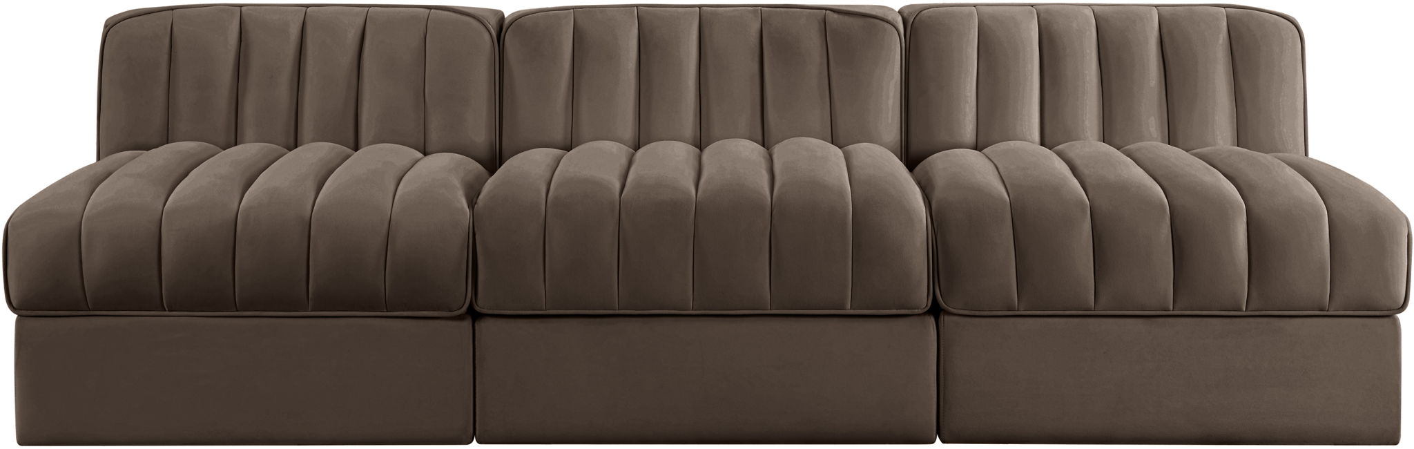 Rummi - Velvet Performance Fabric Upholstered 3 Piece Modular Armless Sofa - Stylish Home Furniture