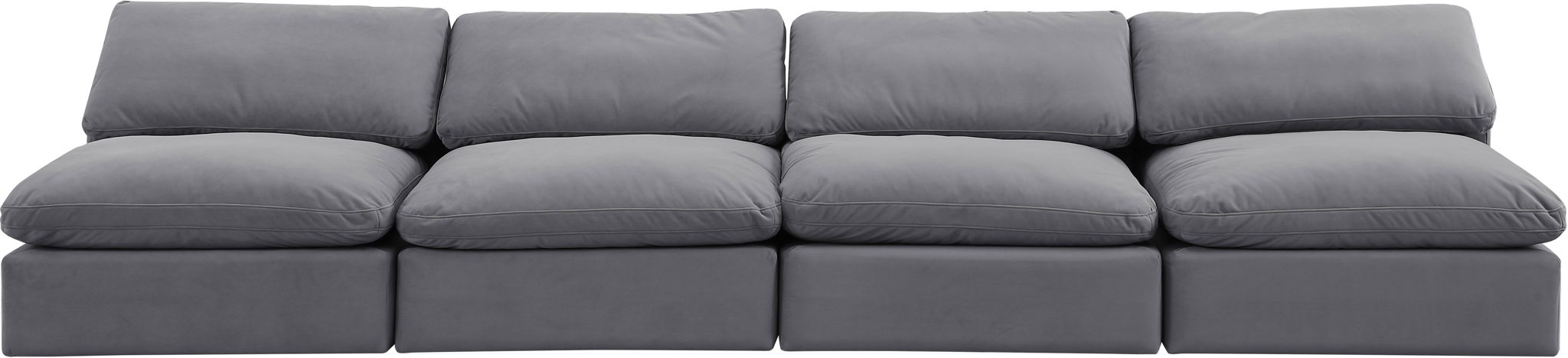Comfy - Velvet Modular Armless Sofa 4 Seats