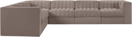 Rummi - Velvet Performance Fabric Upholstered 6 Piece Modular Sectional (With 3 Corner Chairs) - Stylish Home Furniture