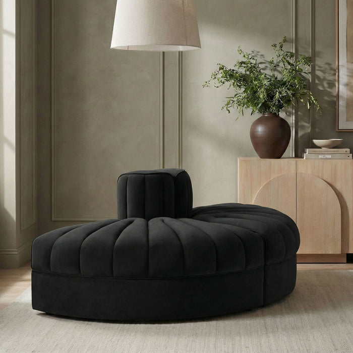 Rummi - Velvet Performance Fabric Upholstered 2 Piece  Rounded Modular Loveseat - Stylish Home Furniture