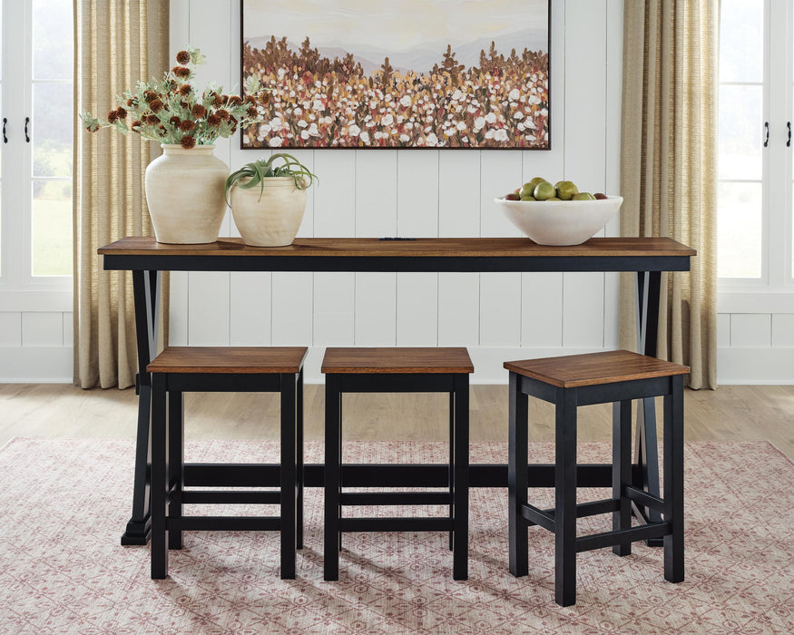 Wildenauer - Rectangular Dining Room Counter Table Set (Set of 4) - Brown / Black - Stylish Home Furniture