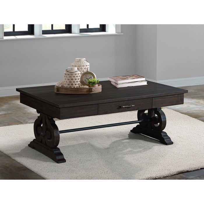 Stone - Coffee Table With PU Base - Dark Walnut - Stylish Home Furniture