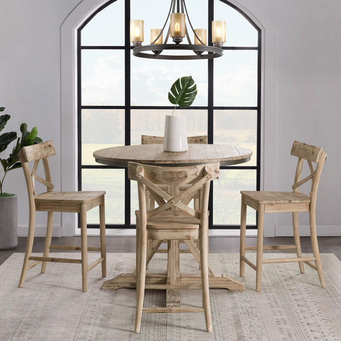 Callista - Round Counter Height 5 Piece Dining Set (Table And Four Stools) - Beach - Stylish Home Furniture