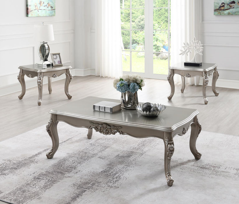 T198 - Coffee Table & 2 End Tables - Pearl Silver