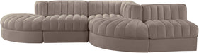Rummi - Rounded Velvet Performance Fabric Upholstered 5 Piece Modular Sectional - Stylish Home Furniture