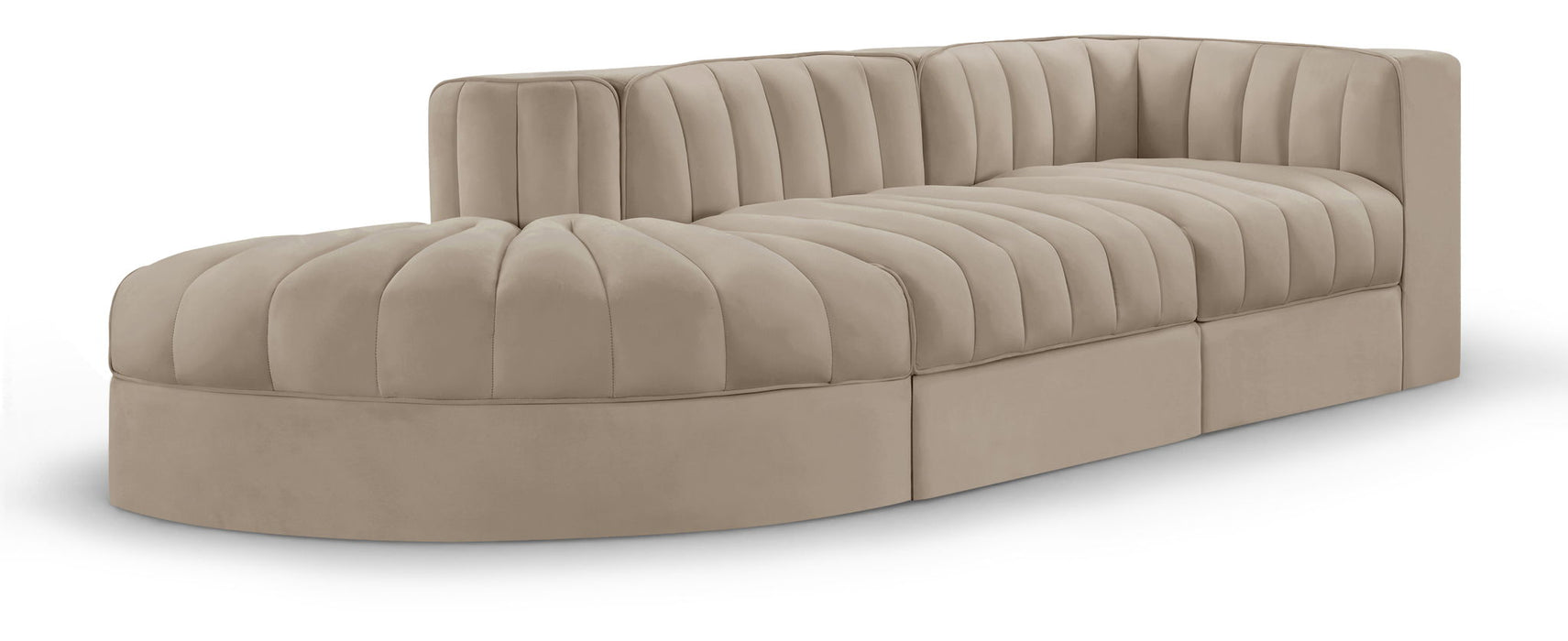 Rummi - Velvet Performance Fabric Upholstered 3 Piece Modular Sectional - Stylish Home Furniture