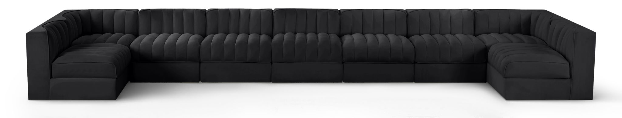 Rummi - Armless Velvet Performance Fabric Upholstered 9 Piece Modular Sectional - Stylish Home Furniture