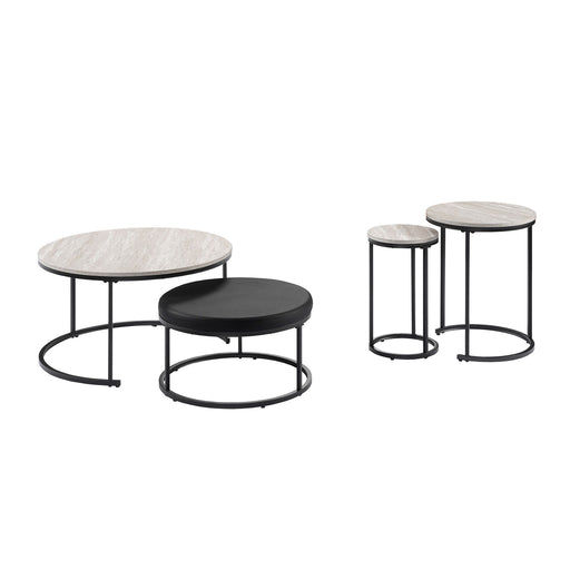 Forma - 4 Piece Occasional Set (1 Coffee, 1 Large End Table & 1 Stool, 1 Small End Table) - Black / White / Gray - Stylish Home Furniture