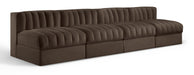 Rummi - Armless Velvet Performance Fabric Upholstered 4 Piece Modular Sofa - Stylish Home Furniture