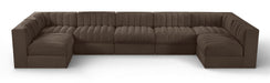 Rummi - Velvet Performance Fabric Upholstered 7 Piece Modular Sectional (With 2 Corner Chairs) - Stylish Home Furniture