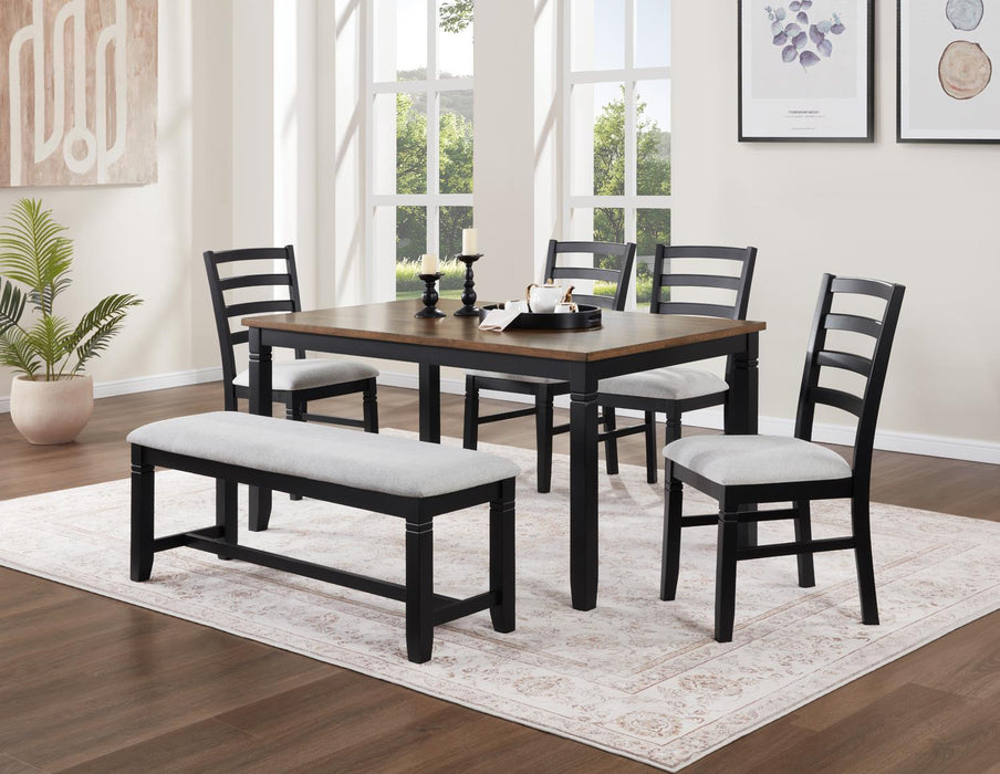 D198 - 6 Piece Dining Room Set (Dining Table, 4 Chairs, Bench) - Black / Dark Brown